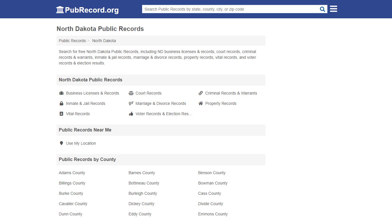 Free North Dakota Public Records - PubRecord.org
